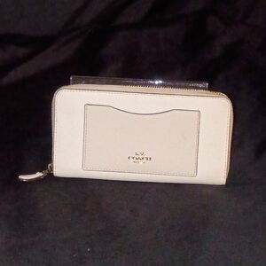 Coach Light Beige Zip-Around Wallet
